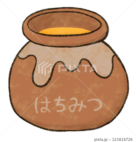 壺に入った蜂蜜のイラスト 123818726