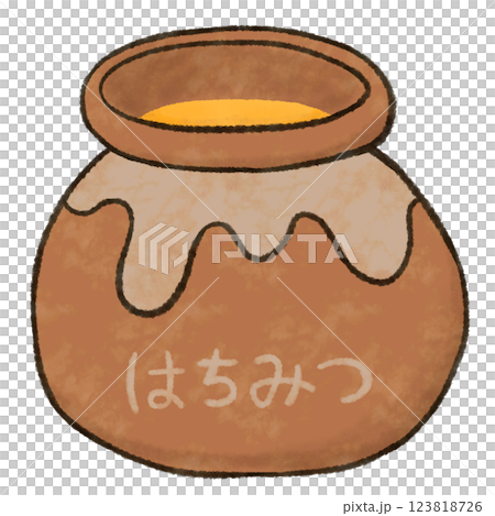 壺に入った蜂蜜のイラスト 123818726