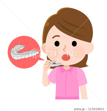 マウスピースをつける女性 イラスト マウスピースをつける女性 イラスト 123818822