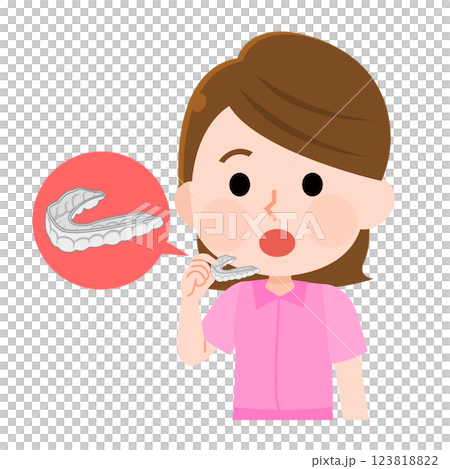 一位戴著口套的女士的插圖 123818822