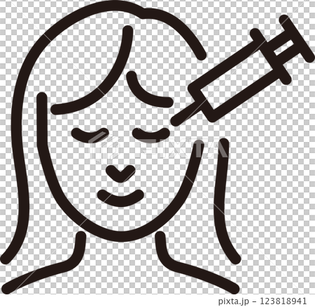 Cosmetic medicine, cosmetic surgery, person, woman, line icon, line, pictogram, design, illustration, material 123818941