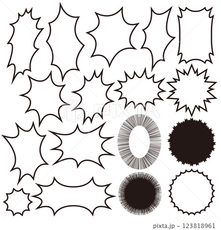 ギザギザ 爆発 吹き出し セット ベーシック 123818961