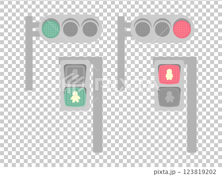 Traffic lights, pedestrian traffic lights, illustration set (red light, green light) 123819202