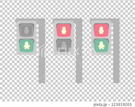 Pedestrian traffic light illustration set Pedestrian traffic light illustration set 123819203