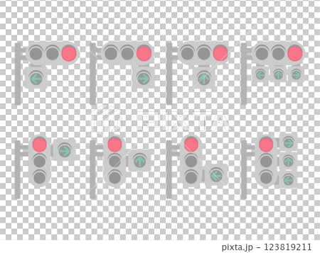 矢印式信号機　イラストセット（縦型・横型） 123819211