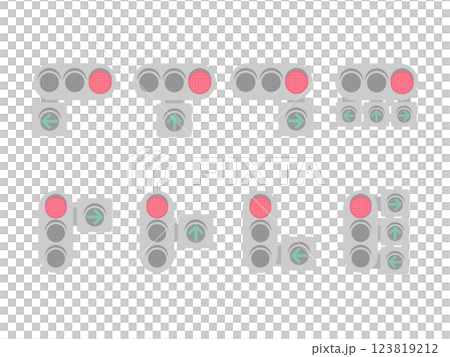 箭頭交通燈插圖集(垂直和水平) 箭頭交通燈插圖集(垂直和水平) 123819212