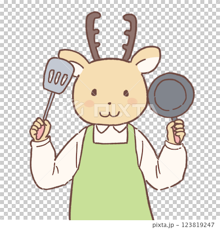 煎鍋，鏟子，鹿，烹飪 123819247