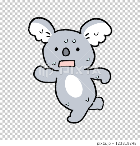 コアラ ずぶ濡れ 走る 123819248