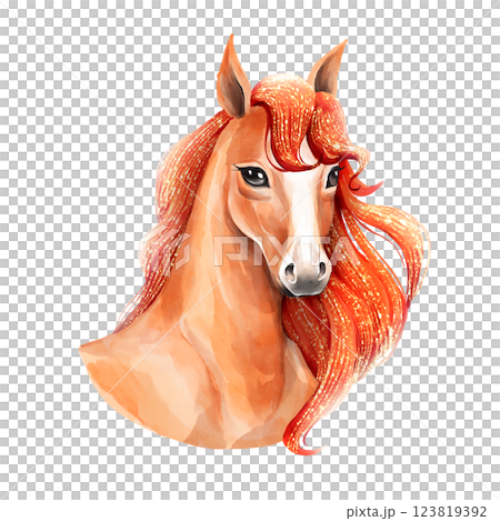 Cute Horse Portrait Illustration on White Background. Cute Horse Portrait Illustration on White Background. 123819392