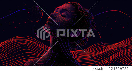 Luxurious dark blue ornamental surface with golden inlays in geometric pattern. 123819782