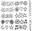 手書きのかわいいハートや星のアイコンセット 123820907