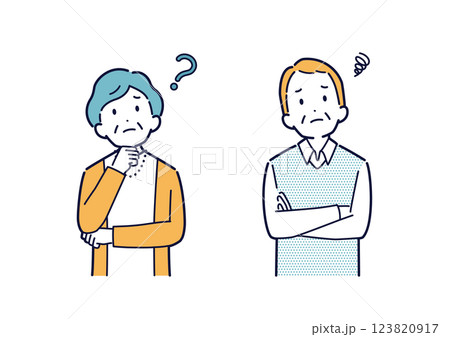 考えたり悩んだりする高齢者のイラスト 123820917