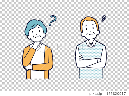 考えたり悩んだりする高齢者のイラスト 123820917