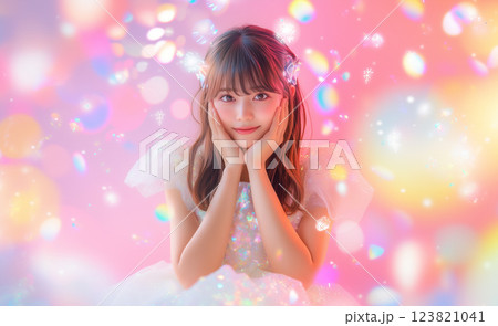 頬に手をあてる女性のポートレート 頬に手をあてる女性のポートレート 123821041