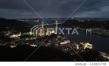 【空から見る長崎・夜景】　小菅修船場と女神大橋 Nagasaki  Port 123821736