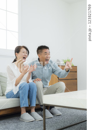 リビングのシニア夫婦 リビングのシニア夫婦 123821769