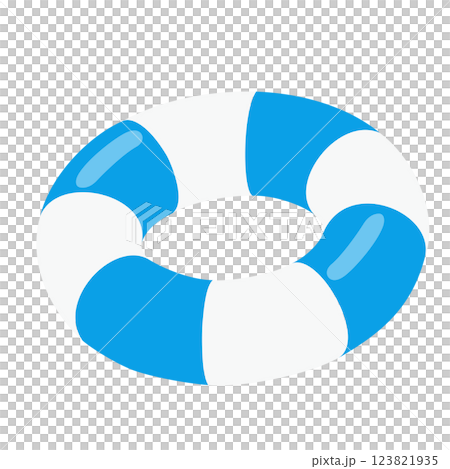 水色と白の浮き輪のイラスト 123821935