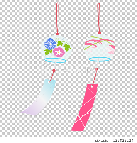 風鈴のイラストセット 風鈴のイラストセット 123822124