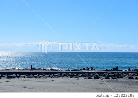 湘南・ 茅ヶ崎の海岸 123822198