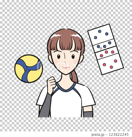 努力在排球部工作的女學生和排球部活動(無背景) 努力在排球部工作的女學生和排球部活動(無背景) 123822245