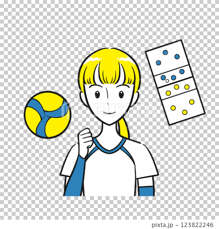 Female students working hard in the volleyball club and volleyball club activities (no background, simple) Female students working hard in the volleyball club and volleyball club activities (no background, simple) 123822246