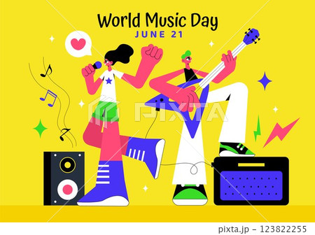 World Music Day Vector Illustration on June 21st, featuring Various Musical Instruments and Music Notes to Celebrate and Enjoy the Art of Sound World Music Day Vector Illustration on June 21st, featuring Various Musical Instruments and Music Notes to Celebrate and Enjoy the Art of Sound 123822255