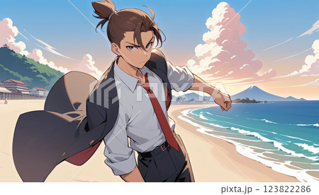 浜辺の決意 123822286