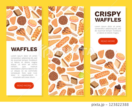 Waffles Food as Pastry Dessert Banner Design Vector Template Waffles Food as Pastry Dessert Banner Design Vector Template 123822388