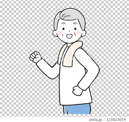 Senior man walking happily (upper body) Senior man walking happily (upper body) 123823054