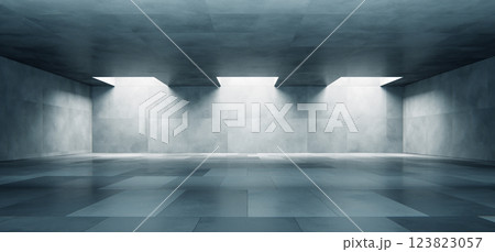 Modern empty concrete room interior with natural skylight 123823057