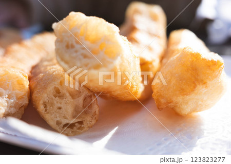 Close up of porra,similar to churros, is a classic Spanish breakfast 123823277