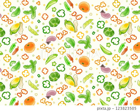 野菜のパターン白 123823505