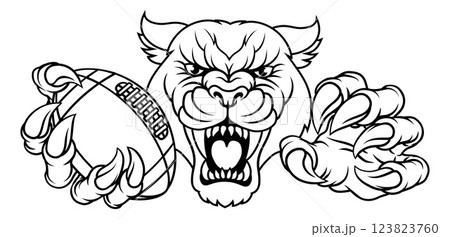 Panther Leopard Cougar American Football Mascot Panther Leopard Cougar American Football Mascot 123823760