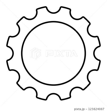 gear wheel silhouette shape, settings icon symbol, black and white vector illustration 123824087