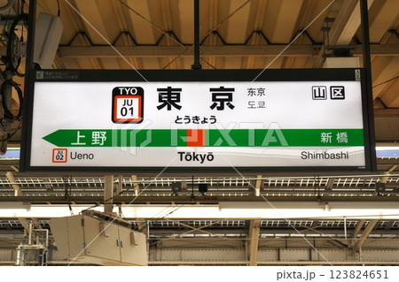東京駅東海道線ホームの駅名標 東京駅東海道線ホームの駅名標 123824651