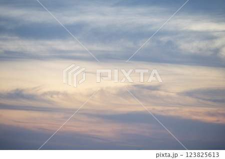 春の夕焼け 夕焼け 夕暮れ 春の空 空だけ 【神奈川県】 123825613