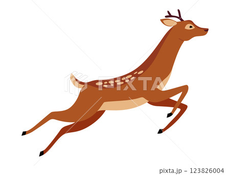 Deer animal icon. Cute spotted forest deer. Wild nature creature concept. Horny spotted reindeer vector illustration Deer animal icon. Cute spotted forest deer. Wild nature creature concept. Horny spotted reindeer vector illustration 123826004