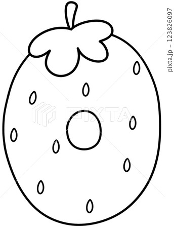 Number 0 outline strawberry design, Hand drawn number for kids, fruit number element png 123826097