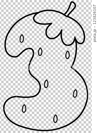 Number 3 outline strawberry design, Hand drawn number for kids, fruit number element png 123826107