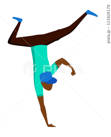 Contemporary and classical dancing. Dancer character design. Flat vector illustration. Modern dance style. Hip-hop, break, ballet 123826178