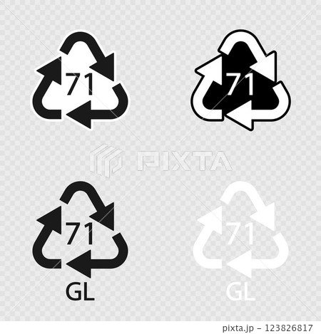 Green Glass recycling code 71 GL set. 123826817
