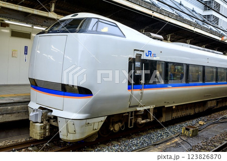 雨の名古屋駅に停車中の683系特急しらさぎ（サンダーバード転用車） 123826870