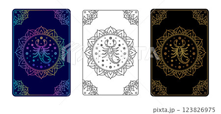 Tarot card with Scorpio zodiac sign.  123826975