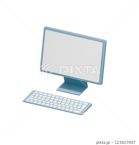 様々なガジェットのシンプルな3Dイラスト オフィス　PC 123827087