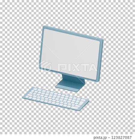 様々なガジェットのシンプルな3Dイラスト オフィス　PC 123827087