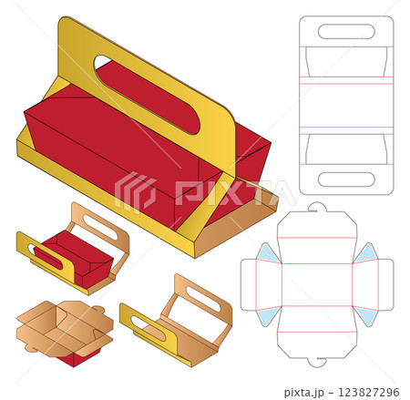 Box packaging die cut template design. 3d mock-up Box packaging die cut template design. 3d mock-up 123827296
