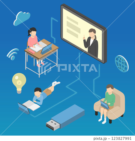 タブレット学習する子供達2 123827991