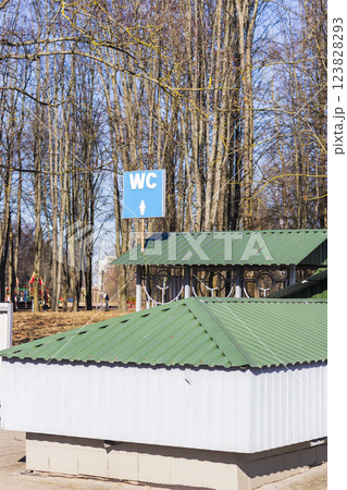 Signboard of the WC in the park Signboard of the WC in the park 123828293