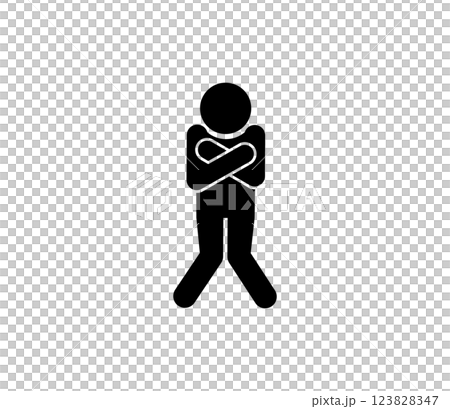 感覺寒冷的人的象形圖 向量圖形 123828347