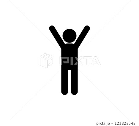 両手を上げる人のピクトグラム　ベクター 123828348